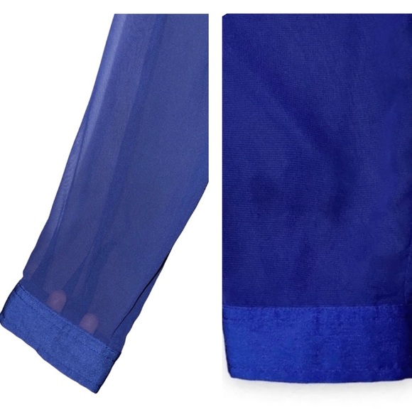 Free People royal blue sheer tunic/blouse - Picture 9 of 11